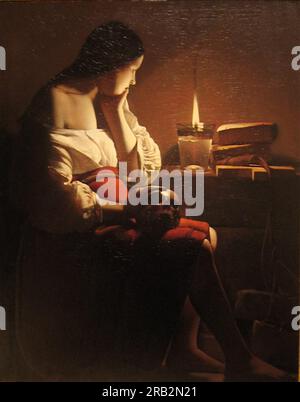 Buße für Magdalena, auch Magdalene genannt in A Flackering Light 1637 von Georges de la Tour Stockfoto