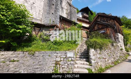 Die Treppe zum Haus in Hallstatt, Österreich Stockfoto