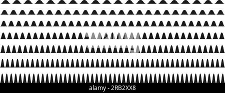 Welliges Randmuster eingestellt. Sich wiederholende Wellenlinien-Sammlung. Grafische Designelemente zur Dekoration. Abstrakte Teiler und Trennzeichen. Vektor Stock Vektor