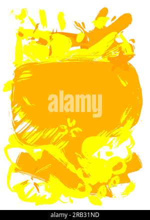 Abstraktes gelbes Sprechblasensymbol, Graffiti isoliert auf weißem Hintergrund, mit Pinsel gemalt. Diskussionshintergrund für urbane Malerei, in Stock Vektor