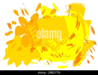 Abstraktes gelbes Sprechblasensymbol, Graffiti isoliert auf weißem Hintergrund, mit Pinsel gemalt. Diskussionshintergrund für urbane Malerei, in Stock Vektor