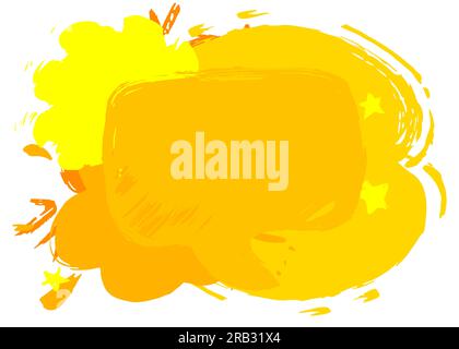 Abstraktes gelbes Sprechblasensymbol, Graffiti isoliert auf weißem Hintergrund, mit Pinsel gemalt. Diskussionshintergrund für urbane Malerei, in Stock Vektor