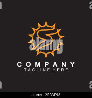 Vektor-Designvorlage für das Logo „S“ mit „Sun Rays for Sun“ Stock Vektor