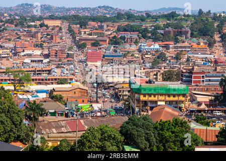Luftaufnahme der Stadt Kampala von der Gaddaffi National Moschee in Kampala City, Uganda Stockfoto