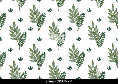 Wasserfarbenes, nahtloses Blumenmuster. Handgezeichnete Botanische Illustration für Hochzeit und Textildesign Stockfoto