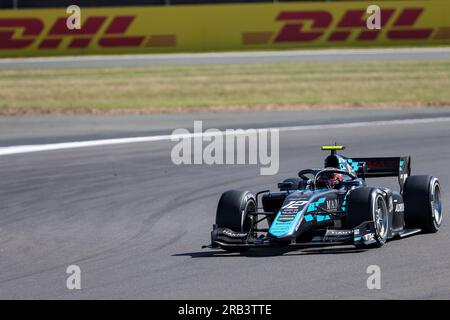 Silverstone, Vereinigtes Königreich 6. Juli 2023 Silverstone, Vereinigtes Königreich am 6. Juli 2023 nimmt Arthur Leclerc (MCO) von DAMS am 6. Juli 2023 an der Formel-2-Übungssitzung während des FORMEL-1-ARAMCO BRITISH GRAND PRIX 2023 in Silverstone Circuit, Silverstone, Vereinigtes Königreich, Teil Stockfoto