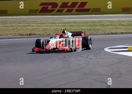 Silverstone, Vereinigtes Königreich 6. Juli 2023 Silverstone, Vereinigtes Königreich am 6. Juli 2023 über Berarman (GBR) des Teams Prema Racing nimmt am 2 6. Juli 2023 am FORMEL 1 ARAMCO BRITISH GRAND PRIX 2023 in Silverstone Circuit, Silverstone, Vereinigtes Königreich, Teil Stockfoto