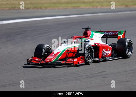 Silverstone, Vereinigtes Königreich 6. Juli 2023 Silverstone, Vereinigtes Königreich am 6. Juli 2023 nimmt Frederik Vesta vom Team Premier Racing am 6. Juli 2023 an der Formel-2-Trainingssitzung des FORMEL-1-ARAMCO-GROSSEN PREISES 2023 auf dem Silverstone Circuit, Silverstone, Vereinigtes Königreich, Teil Stockfoto