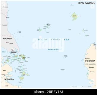 Vektorkarte des indonesischen Archipels Riau Stockfoto