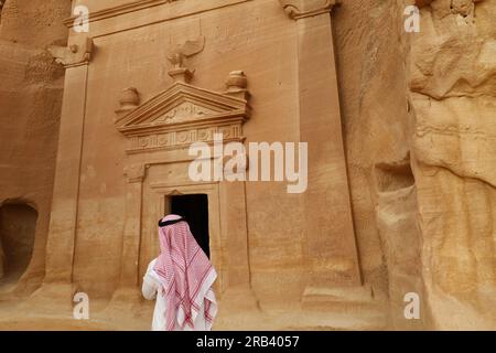 Al Ula Altstadt , Saudi-Arabien - juni 7 2023 - die Nabatäer oder Nabateans Gräber Zivilisation in Madain Saleh in Al Ula - Qasr al-Farid Stockfoto