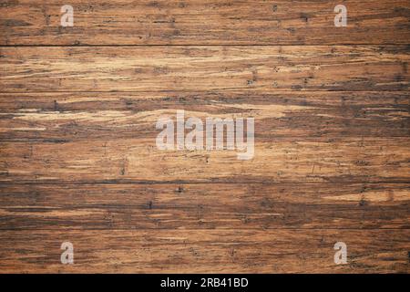 Natürliche Holzstruktur, braune Tischplatte mit leerem Platz. Dunkle Holzplatte Stockfoto