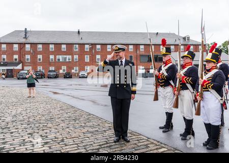 USS Constitution's Turn around Cruise am 4. Juli Stockfoto