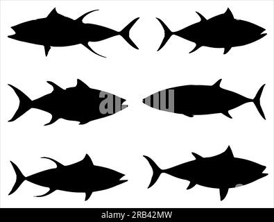 Set Thunfisch-Silhouette Stock Vektor