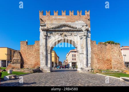 Arch of Augustus, Rimini, Emilia Romagna, Italien, Stockfoto