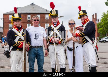 USS Constitution Museum's Salute to Service Block Party nach der USS Constitution Turnaround Cruise am 4. Juli Stockfoto