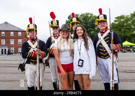 USS Constitution Museum's Salute to Service Block Party nach der USS Constitution Turnaround Cruise am 4. Juli Stockfoto