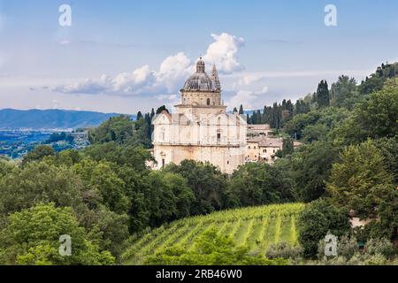 Die Kirche San Biagio befindet sich am Fuße des Hügels Montepulciano, der antiken Stadt in der Toskana, Italien Stockfoto