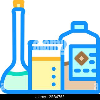 Werkzeug „Chemikalien und Lösungsmittel“ funktioniert Farbsymbol Vektordarstellung Stock Vektor