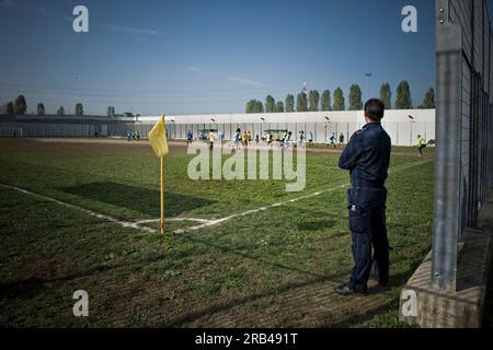 Italien, Bollate Gefängnis, Fußballspiel im Gefängnis Stockfoto