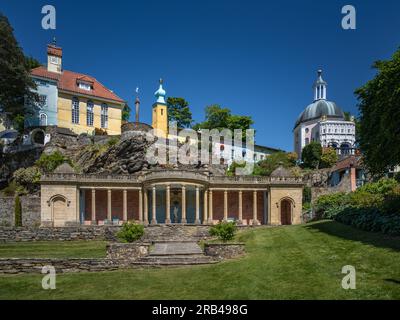 Bristol Colonnade, Portmeirion, Nordwales, Großbritannien Stockfoto