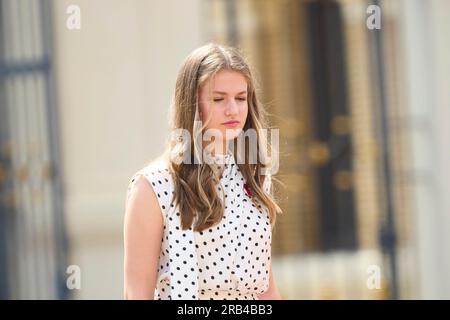 Saragossa, Aragon, Spanien. 7. Juli 2023. Crown Princess Leonor nimmt am 7. Juli 2023 in Saragossa, Spanien, an der Präsentation der königlichen Arbeitslosendienste in der General Military Academy Teil (Kreditbild: © Jack Abuin/ZUMA Press Wire), NUR REDAKTIONELLER GEBRAUCH! Nicht für den kommerziellen GEBRAUCH! Stockfoto