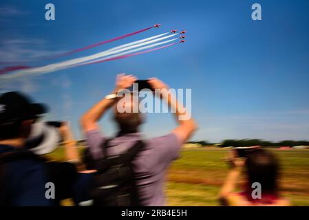 Rote Pfeile, RIAT Airshow bei der RAF Fairford Stockfoto