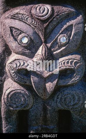 Traditionelle Steinschnitzerei, Cook-Inseln, Südpazifik, Polynesien Stockfoto