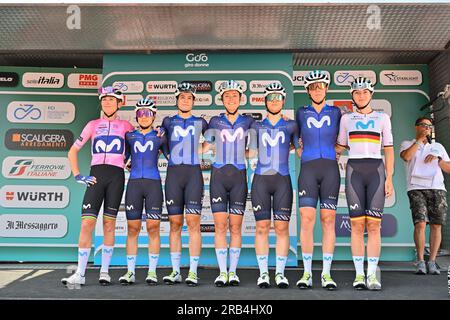 Alassio, Italien. 07. Juli 2023. Movistar Team (ESP) während Giro d'Italia Women - Stage 7 - Albenga-Alassio, Giro d'Italia in Alassio, Italien, Juli 07 2023 Kredit: Independent Photo Agency/Alamy Live News Stockfoto