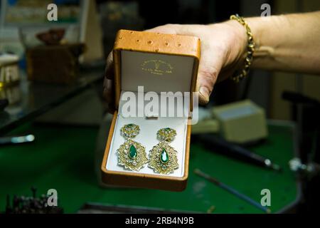 La bottega degli orafi. Florenz Stockfoto