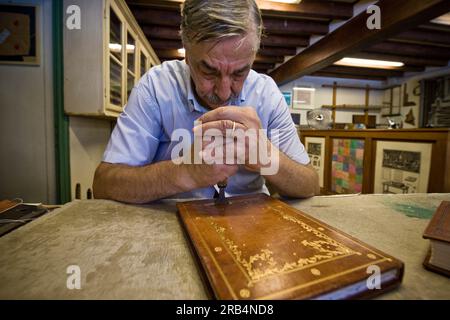 Giulio giannini. ich giannini di firenze. Buchbinder Stockfoto