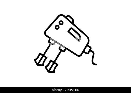 Symbol für elektrischen Mischer. Symbol für Backwaren, Stabmixer, Elektronik. Liniendesign. Einfache Vektorkonstruktion editierbar Stock Vektor