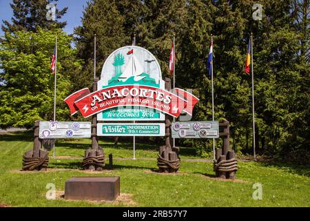 Anacortes WA USA 12. Mai 2023: Willkommen bei Anacortes-Zeichen Stockfoto