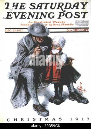 A Soldier's Christmas von J. C. Leyendecker. Samstagabend Post Cover, 22. Dezember 1917 1917 von J. C. Leyendecker Stockfoto