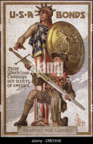 Waffen für die Freiheit. US-Anleihen. Dritte Liberty Loan Kampagne. Pfadfinder von Amerika. Seien Sie Vorbereitet.“ 1918 von J. C. Leyendecker Stockfoto