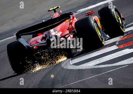 Silverstone, Großbritannien. 07. Juli 2023. SILVERSTONE - Carlos Sainz (Ferrari) während der kostenlosen Übung 2. für den Großen Preis von Großbritannien. ANP SEM VAN DER WAL Credit: ANP/Alamy Live News Stockfoto