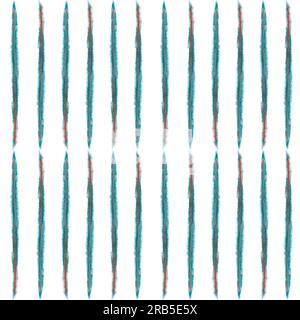 Handgezeichnete, wasserfarbene Indigo-Linien nahtloses Muster isoliert auf weißem Hintergrund. Kann für Textil-, Stoff-, Geschenkverpackungs- und Tapetendesign verwendet werden Stockfoto