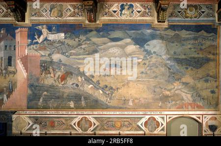 Auswirkungen guter Regierungsführung auf dem Lande 1339 von Ambrogio Lorenzetti Stockfoto