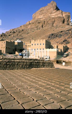 Schlammmauerwerk. Hadramawt. Jemen. Arabische Halbinsel Stockfoto