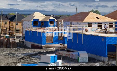 Toronto, Ontario / Kanada - 23/10/2020: Eine neue Baustelle mit Bautätigkeit Stockfoto