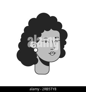 afroamerikanisches Teenager Mädchen monochromer, flacher, linearer Charakterkopf Stock Vektor