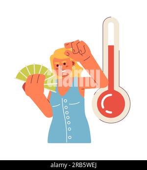 Heißer Tag mit hochtemperaturbeständiger, flacher Konzeptdarstellung mit Vektorpunkt Stock Vektor