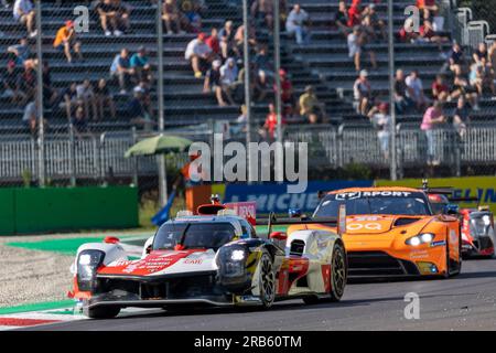 Monza, Italien. 07. Juli 2023. TOYOTA GAZOO RACING - Mike Conway (GBR), Kamui Kobayashi (JPN), Jose Maria Lopez (ARG) - Toyota GR010 Hybrid Credit: Independent Photo Agency/Alamy Live News Stockfoto