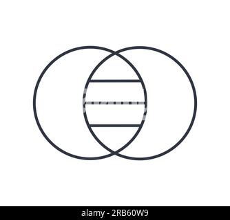 Isoliertes und monochromatisches Venn-Diagrammsymbol. Vektordarstellung. Stock Vektor