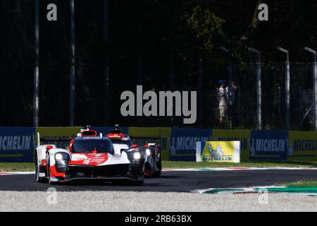 07 CONWAY Mike (gbr), KOBAYASHI Kamui (jpn), LOPEZ Jose Maria (arg), Toyota Gazoo Racing, Toyota GR010 - Hybrid, Action während der 6 Stunden Monza 2023., 3. Runde der FIA World Endurance Championship 2023, vom 7. Bis 9. Juli 2023 auf dem Autodrome Nazionale di Monza, Monza Italien Kredit: Independent Photo Agency Srl/Alamy Live News Stockfoto