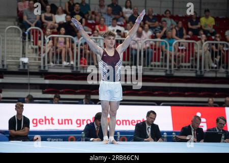 Pascal BRENDEL, KTV Wetzlar, Action-Ground-Gymnastik, Herrenrundum am 7. Juli 2023 in Düsseldorf. Das Finale 2023 Rhein-Ruhr von 06,07 - 09.07.2023 Kredit: dpa Picture Alliance/Alamy Live News Stockfoto