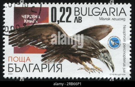 RUSSLAND KALININGRAD, 26. MÄRZ 2019: Der von Bulgarien gedruckte Stempel zeigt Adler, ca. 2001 Stockfoto