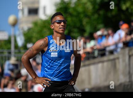 Raphael HOLZDEPPE (LAZ Zweibruecken) Gewölbefinale für Männer am 7. Juli 2022 in Düsseldorf. Das Finale 2023 Rhein-Ruhr von 06,07 bis 09.07.2023 Stockfoto