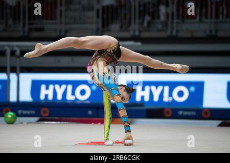 Darja VARFOLOMEEV gewinnt die Singles rundherum, Darja VARFOLOMEEV, TSV Schmiden, Action mit den Clubs, Gymnastik, rhythmische Gymnastik, Singles rundum, am 7. Juli, 2023 in Düsseldorf. Das Finale 2023 Rhein-Ruhr von 06,07 - 09.07.2023 ? Kredit: dpa Picture Alliance/Alamy Live News Stockfoto