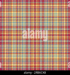 Karierter Textilstoff mit gemustertem Hintergrund mit Vektornahtloser Textur Tartan in Cyan- und Bernsteinfarben. Stock Vektor