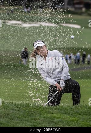 Pebble Beach, Usa. 07. Juli 2023. Brooke Henderson aus Kanada taucht in Runde zwei der Women's U.S. auf den 13. Platz auf Geöffnet in Pebble Beach, Kalifornien, am Freitag, den 7. Juli 2023. Foto: Terry Schmitt/UPI Credit: UPI/Alamy Live News Stockfoto